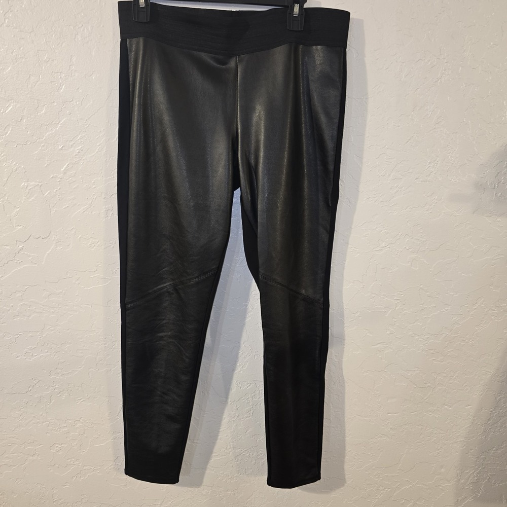 WOMEN'S Rock & Republic Imitation Leather fronted Pant Size Large Stretch 34x30